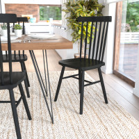Flash Furniture ZH-8101WR-BK-2-GG Ingrid Set of 2 Commercial Grade Windsor Dining Chairs, Solid Wood Armless Spindle Back Restaurant Dining Chairs in Black